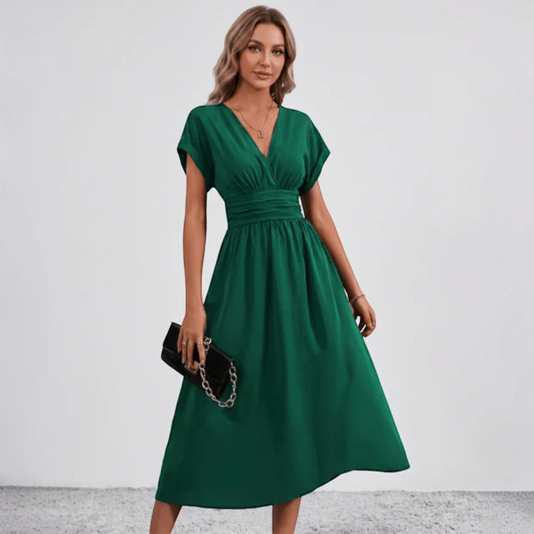 Damen Festliches A-Linie Midi-Kleid V-Ausschnitt Hochzeitsgast - Image 2