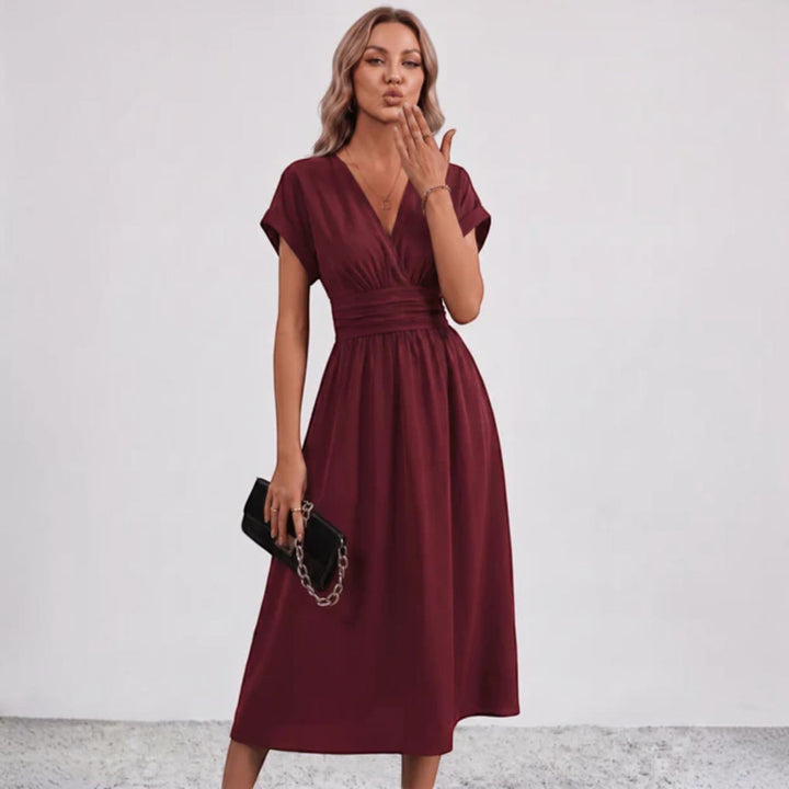 Damen Festliches A-Linie Midi-Kleid V-Ausschnitt Hochzeitsgast - Image 15