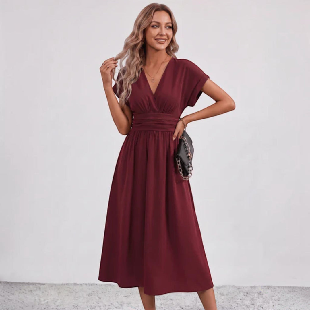 Damen Festliches A-Linie Midi-Kleid V-Ausschnitt Hochzeitsgast - Image 17
