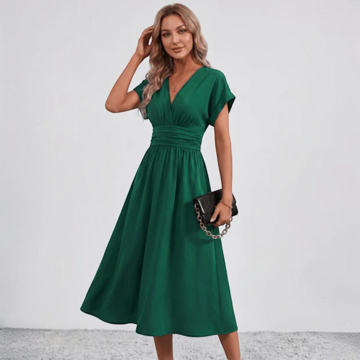 Damen Festliches A-Linie Midi-Kleid V-Ausschnitt Hochzeitsgast - Image 3