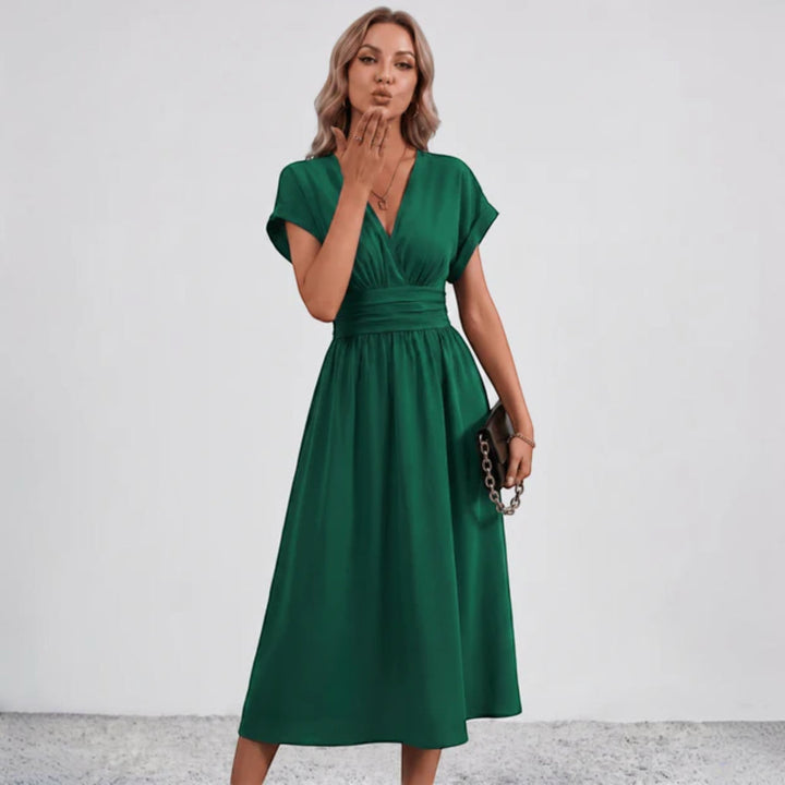 Damen Festliches A-Linie Midi-Kleid V-Ausschnitt Hochzeitsgast - Image 4