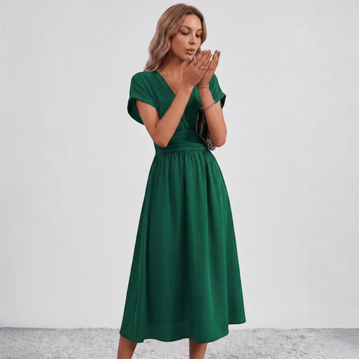 Damen Festliches A-Linie Midi-Kleid V-Ausschnitt Hochzeitsgast - Image 5