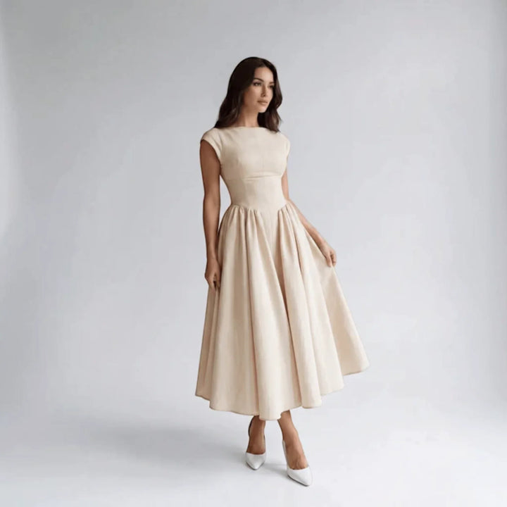 Damen A-Linien Midikleid Ärmelloses Hochzeitsgast Kleid
