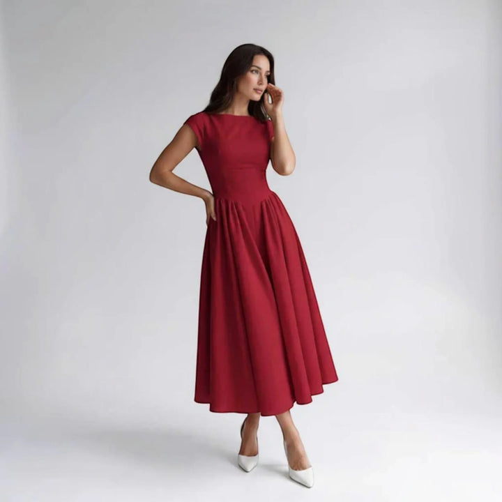 Damen A-Linien Midikleid Ärmelloses Hochzeitsgast Kleid - Image 10