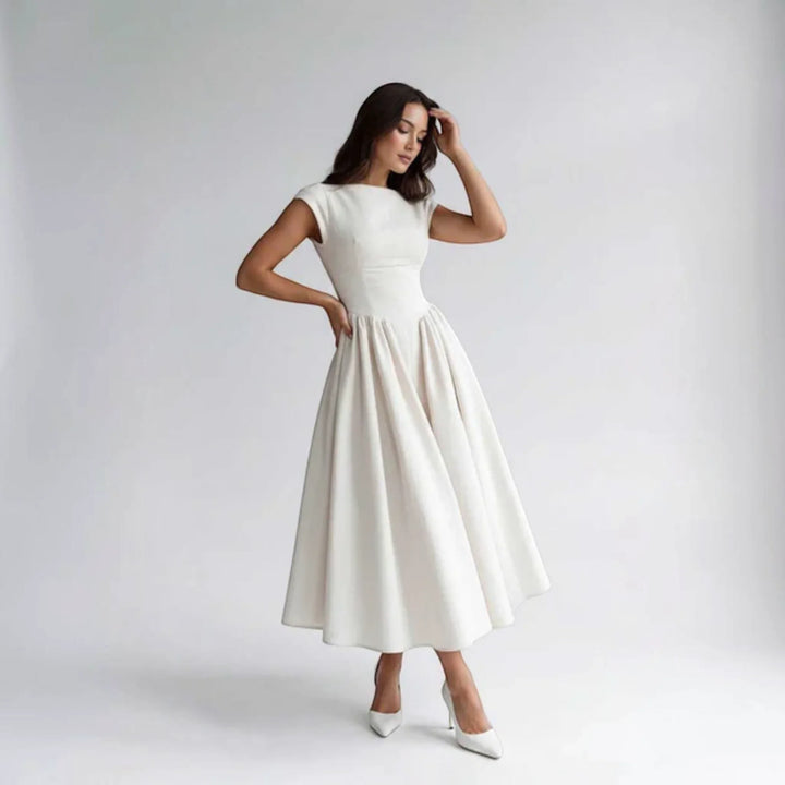 Damen A-Linien Midikleid Ärmelloses Hochzeitsgast Kleid - Image 11