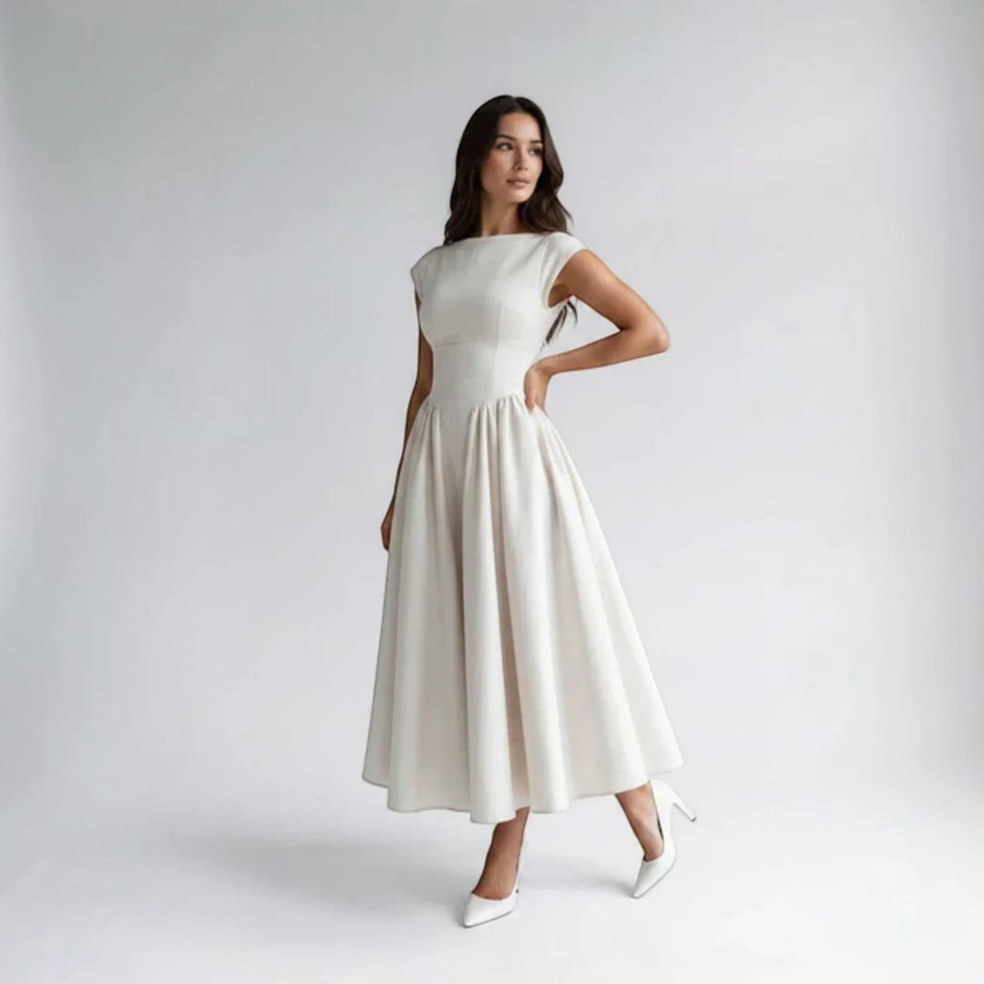 Damen A-Linien Midikleid Ärmelloses Hochzeitsgast Kleid - Image 12