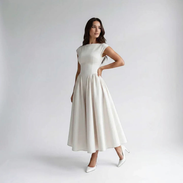 Damen A-Linien Midikleid Ärmelloses Hochzeitsgast Kleid - Image 12