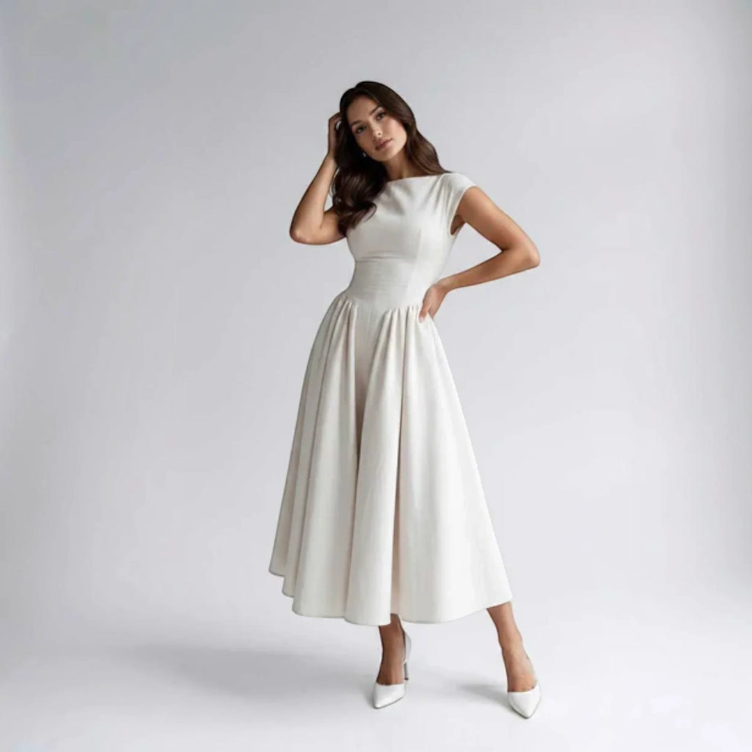 Damen A-Linien Midikleid Ärmelloses Hochzeitsgast Kleid - Image 13