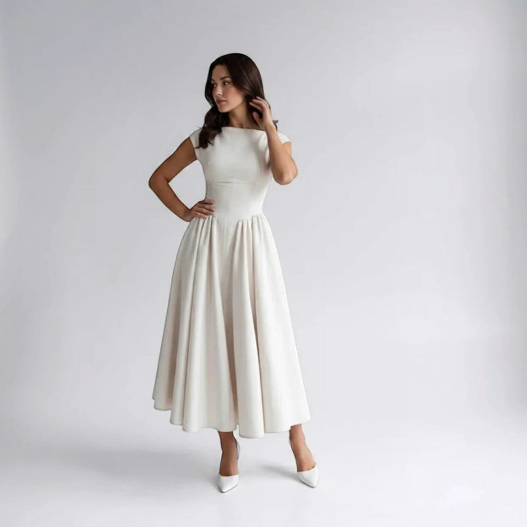 Damen A-Linien Midikleid Ärmelloses Hochzeitsgast Kleid - Image 14