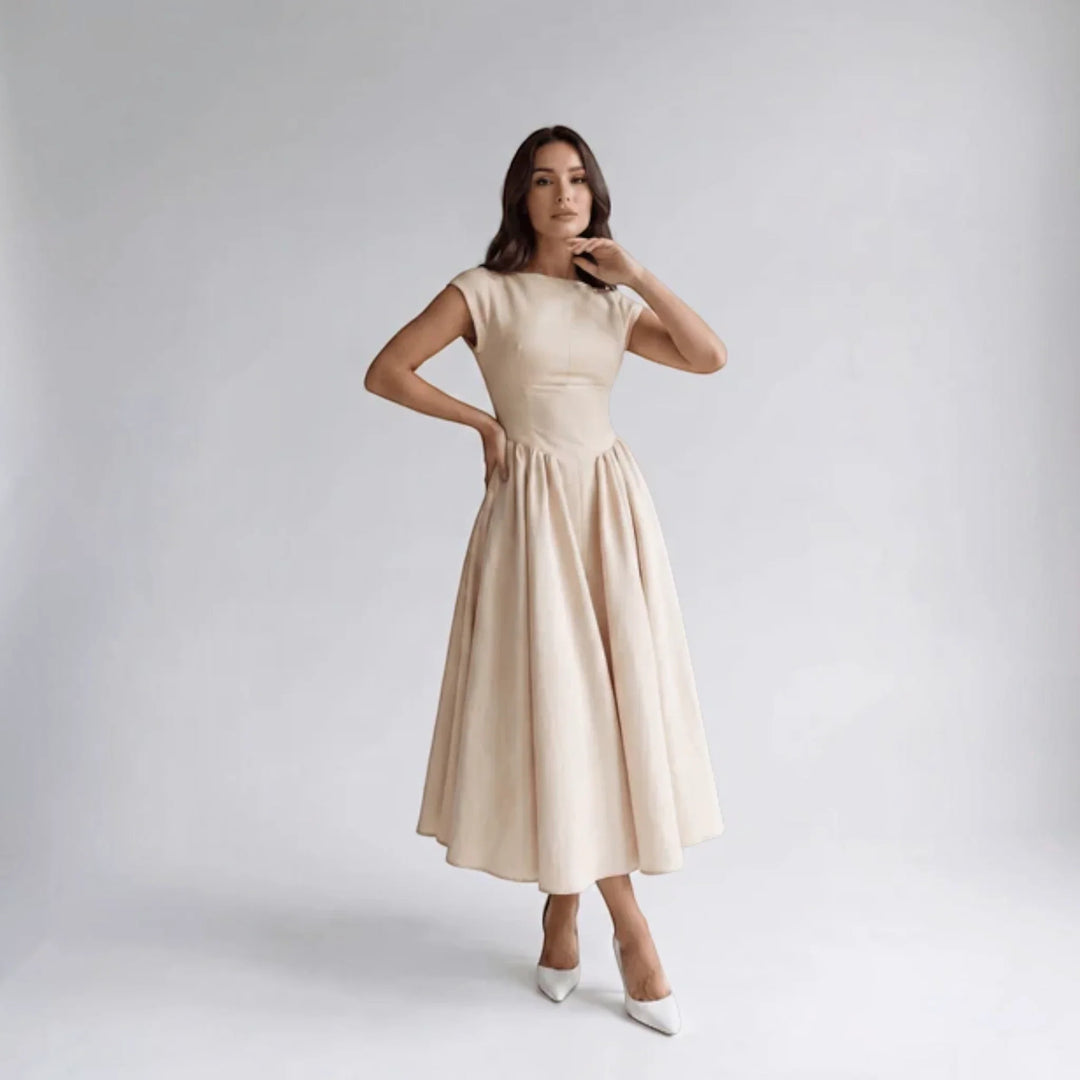 Damen A-Linien Midikleid Ärmelloses Hochzeitsgast Kleid - Image 3