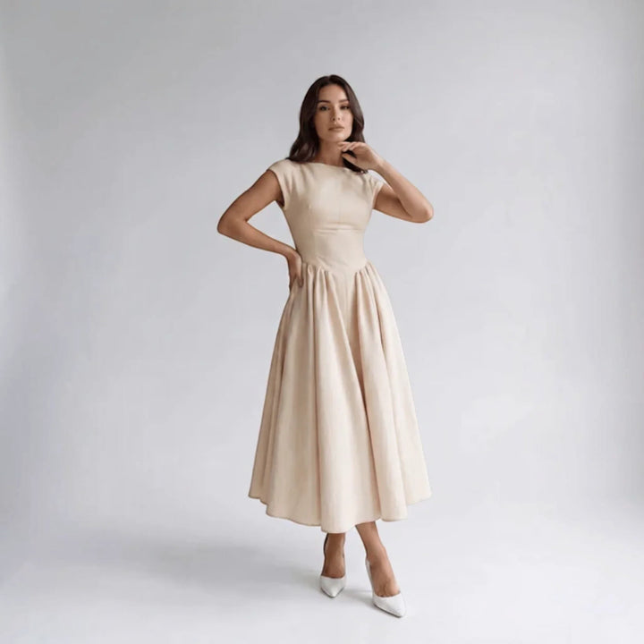 Damen A-Linien Midikleid Ärmelloses Hochzeitsgast Kleid - Image 3