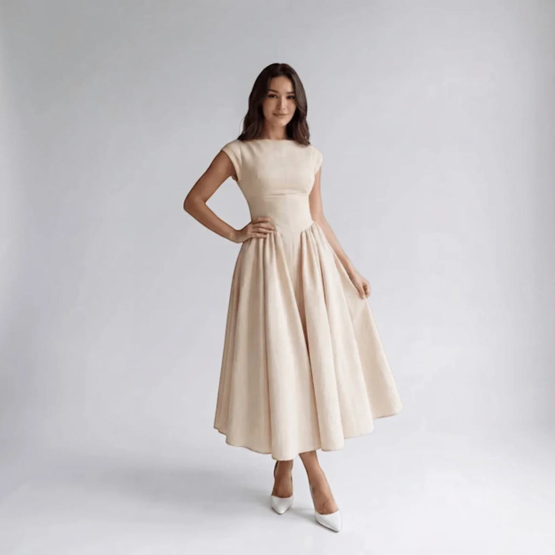Damen A-Linien Midikleid Ärmelloses Hochzeitsgast Kleid - Image 5