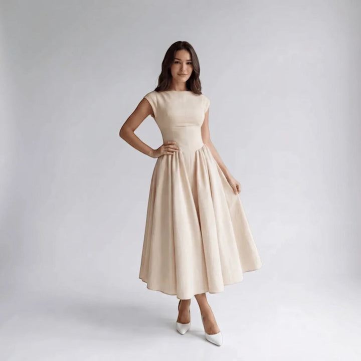 Damen A-Linien Midikleid Ärmelloses Hochzeitsgast Kleid - Image 5