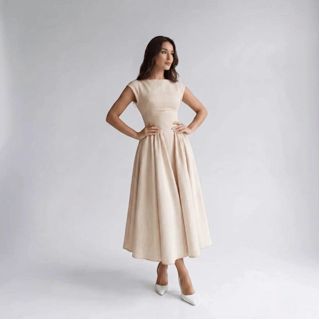 Damen A-Linien Midikleid Ärmelloses Hochzeitsgast Kleid - Image 6