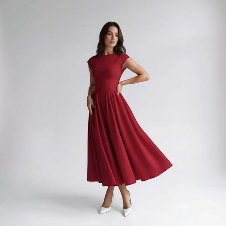 Damen A-Linien Midikleid Ärmelloses Hochzeitsgast Kleid - Image 7