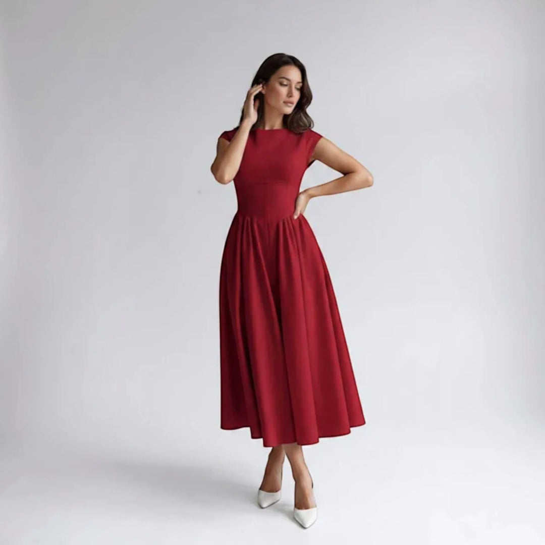 Damen A-Linien Midikleid Ärmelloses Hochzeitsgast Kleid - Image 8