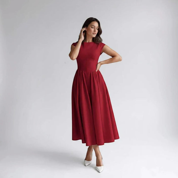 Damen A-Linien Midikleid Ärmelloses Hochzeitsgast Kleid - Image 8