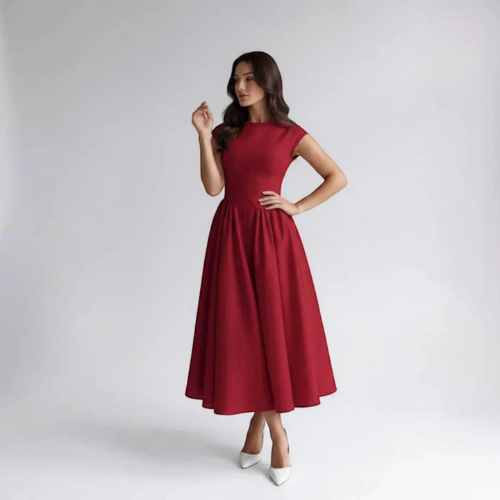 Damen A-Linien Midikleid Ärmelloses Hochzeitsgast Kleid - Image 9